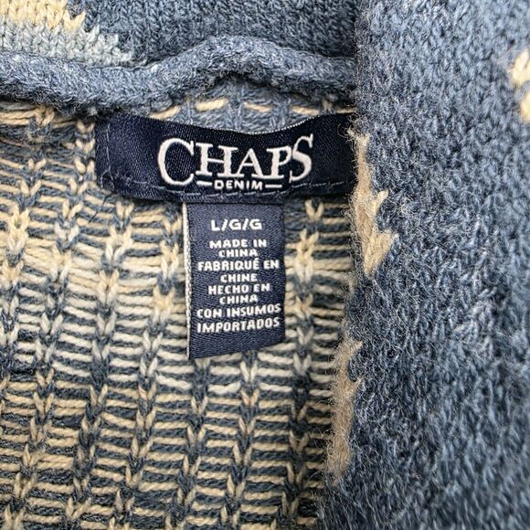 Chaps Women's Large Knit Western Weave Blue / White/ Creme Cardigan - Picture 7 of 8